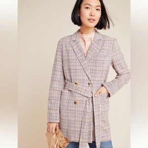 Anthropologie Belted Double-Breasted Blazer